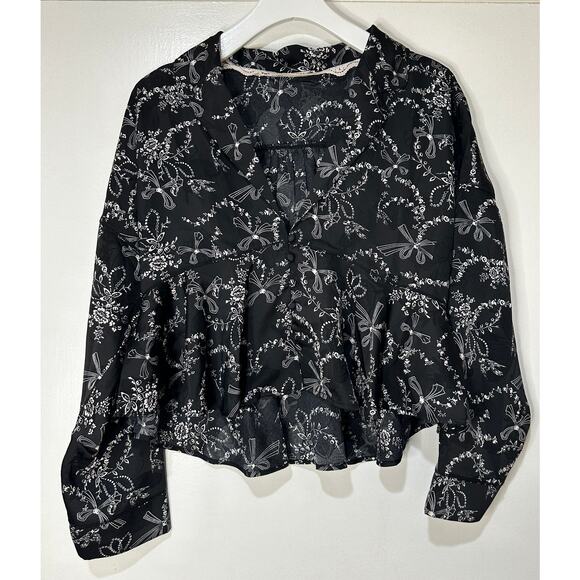 Free People Intimately Beauty Sleep Short Pajama Set 2 Piece Black Sz Small NWOT - Picture 3 of 16